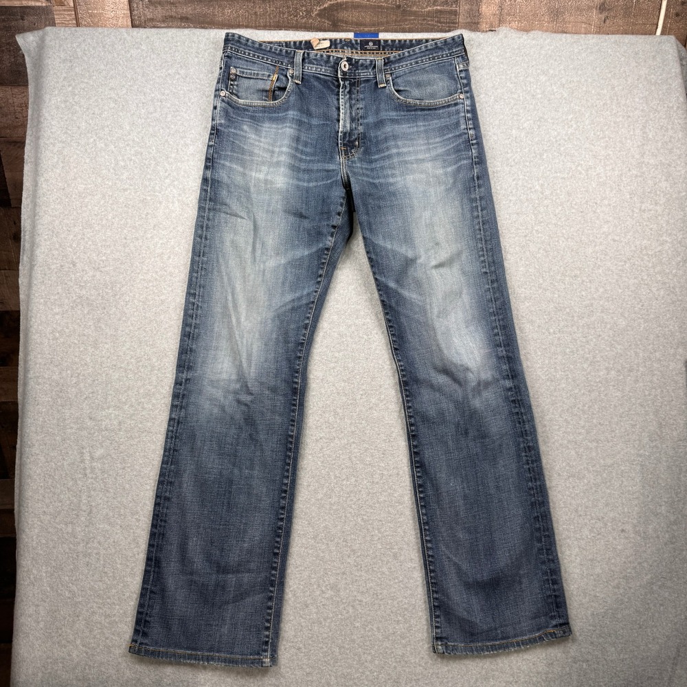 AG Adriano Goldschmied Jeans Mens 34x34 The Hero Relaxed Fit USA Made Distressed